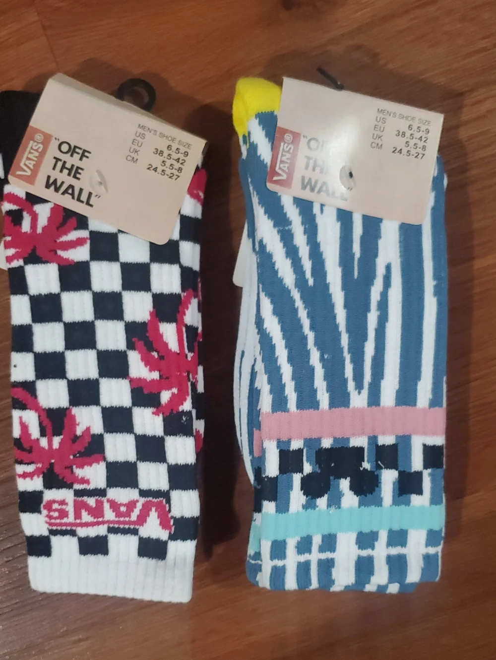 Vans Men’s Patterned Crew Socks - Black/White & Blue/Yellow